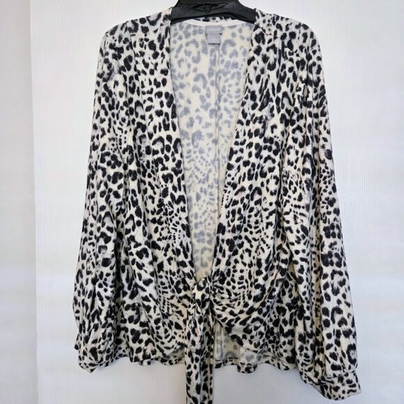 Chico's L/S‎ animal print open tie front cardigan NWOT Size 3/XL - Picture 1 of 7
